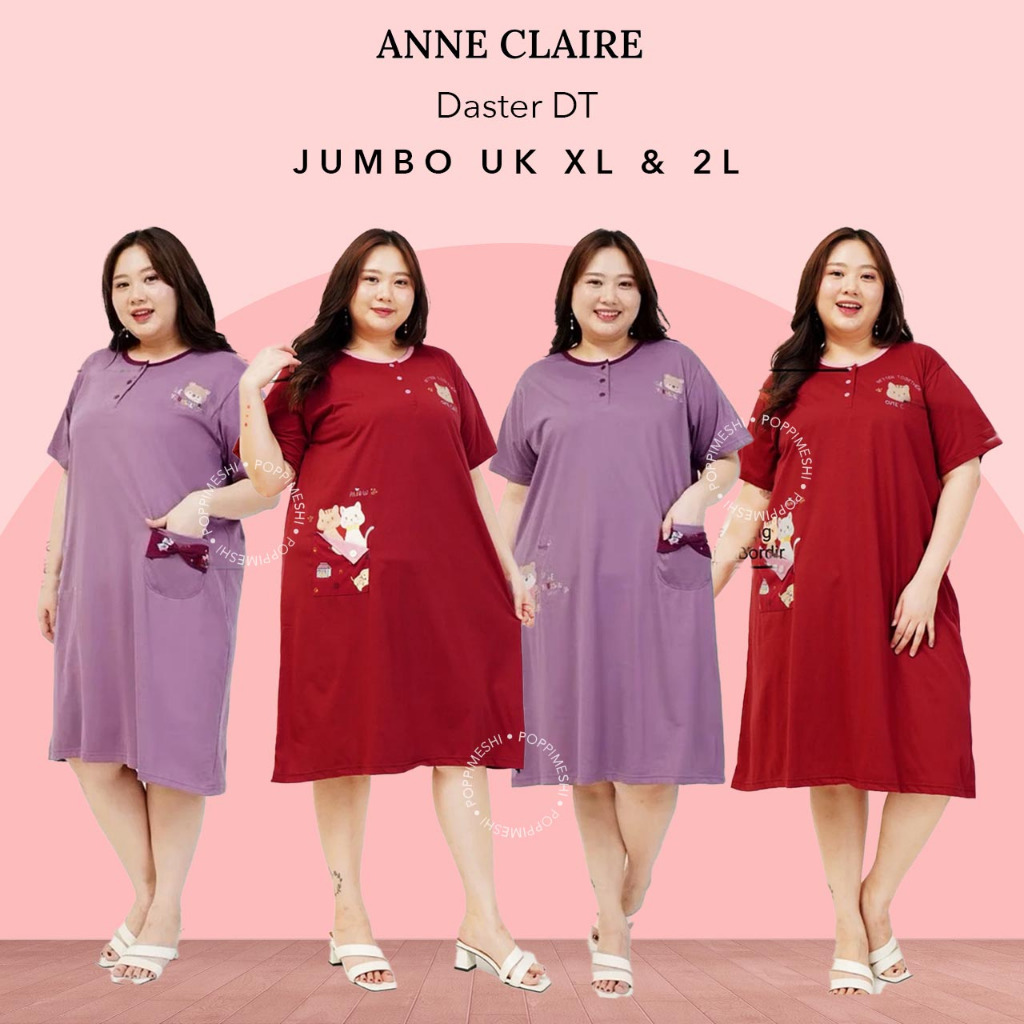 ANNE CLAIRE | Daster DT Lengan Pendek Jumbo Big size XL 2L Dewasa BabyDoll Baju Tidur Wanita