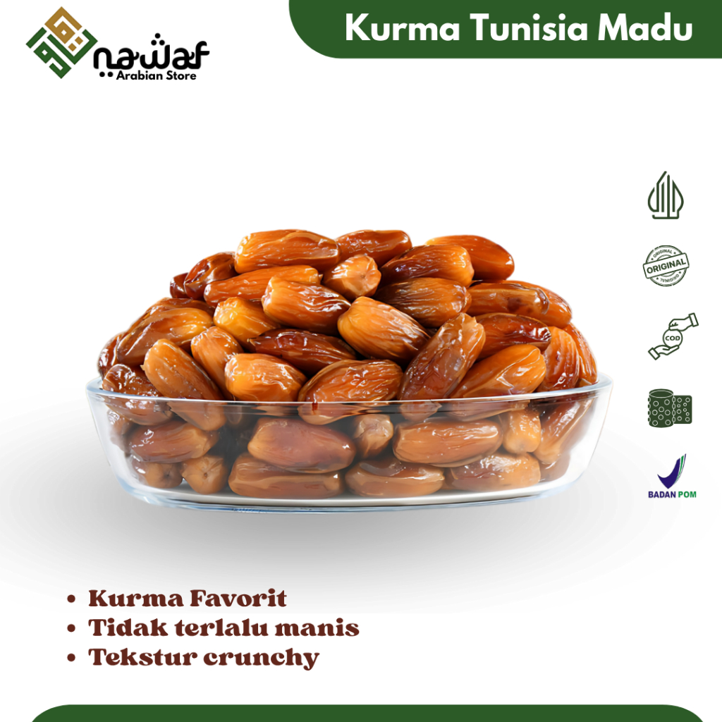 

Kurma Tunisia Madu Denglet Tunisia Premium Original Tanpa Tangkai