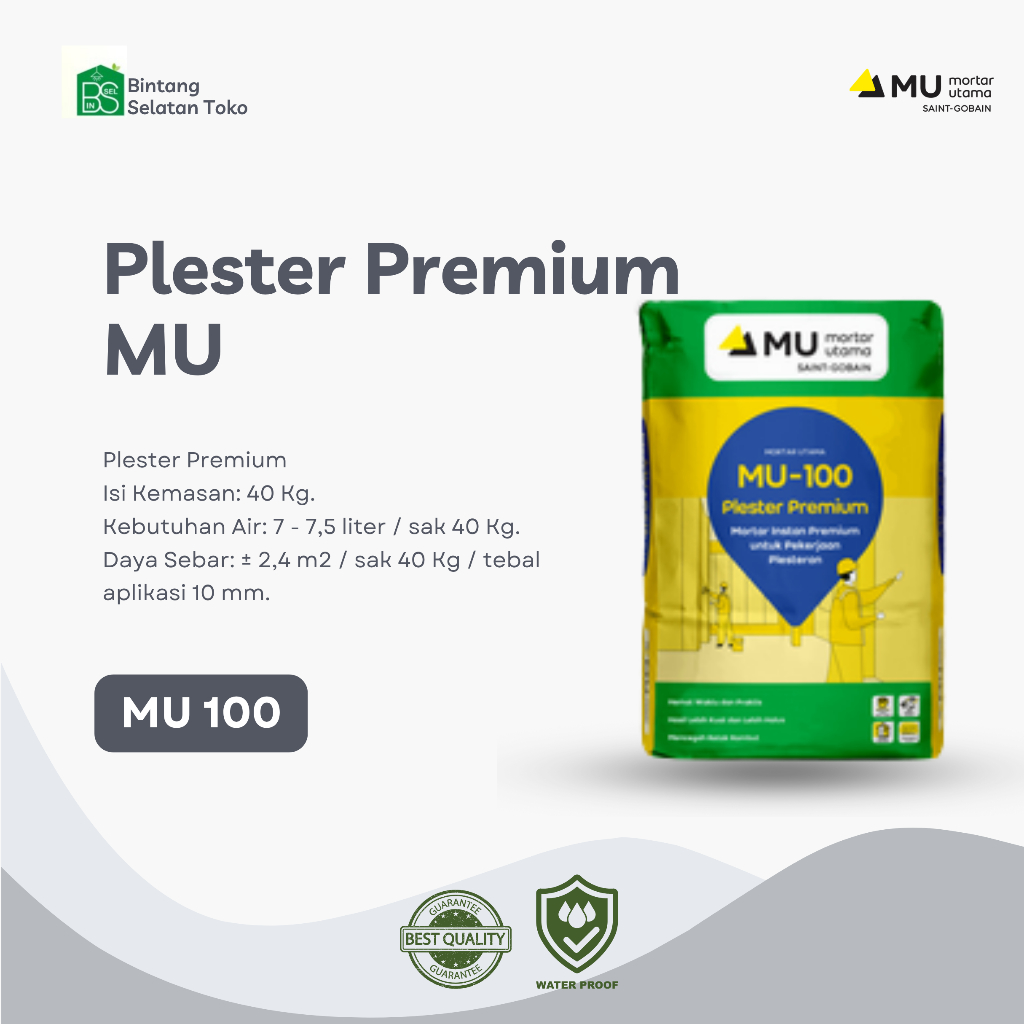 Semen MU Mortar Utama MU-100 Premium Plester 40Kg