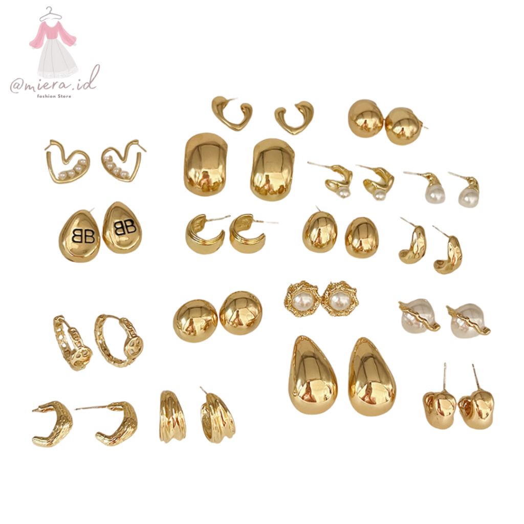 AMIERA - AN613 Anting hijab setengah bulat/anting 925/titanium perak/perhiasan anting sederhana