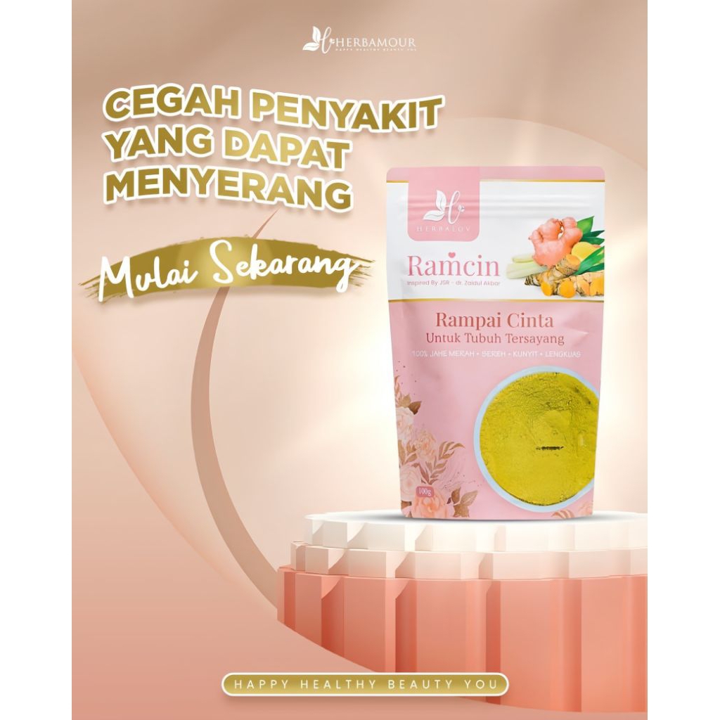 

Ramcin, minuman herbal rimpang, resep JSR Zaidul Akbar, ekstrak kunyit alami 100% asli, halal by Herbalov