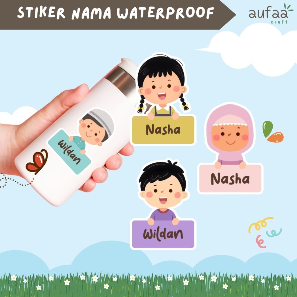 

[isi 30] Stiker Nama Waterproof | Stiker Tahan Air | Stiker Nama Custom