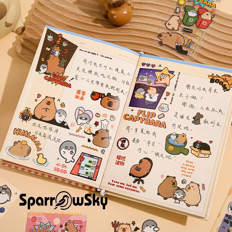

SPARROW High Quality Sticker Lucu / Sticker Tempel Lucu / Cute Sticker CAPYBARA ( 82072 )