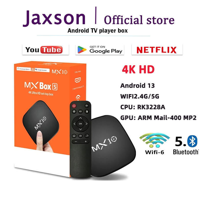 MX10 Android Tv Box 4K HD Bluetooth Set Top Box 2.4GHz/5G WiFi STB Android Tv 4GB Ram 64GB Rom Unloc