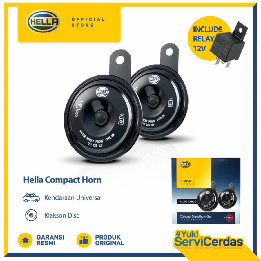 Klakson Mobil Disc Hella Compact Disc 12V Include Relay - Klakson Motor
