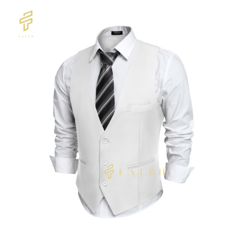 Faith - Rompi Jas Dewasa Warna Putih Netral Rompi Jas Pria Dewasa Rompi Pria Rompi Jas Dewasa Tebal 