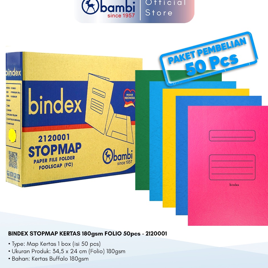 

KODE N8T Bindex Paper Stopmap Folio Tebal 18 Gsm All Color Isi 5 Pcs Original