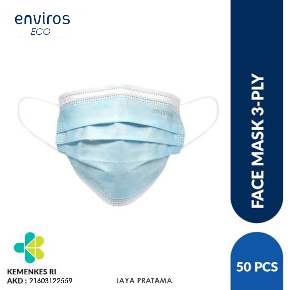 ENVIROS MASKER MEDIS EARLOOP 3PLY ISI 50 PCS