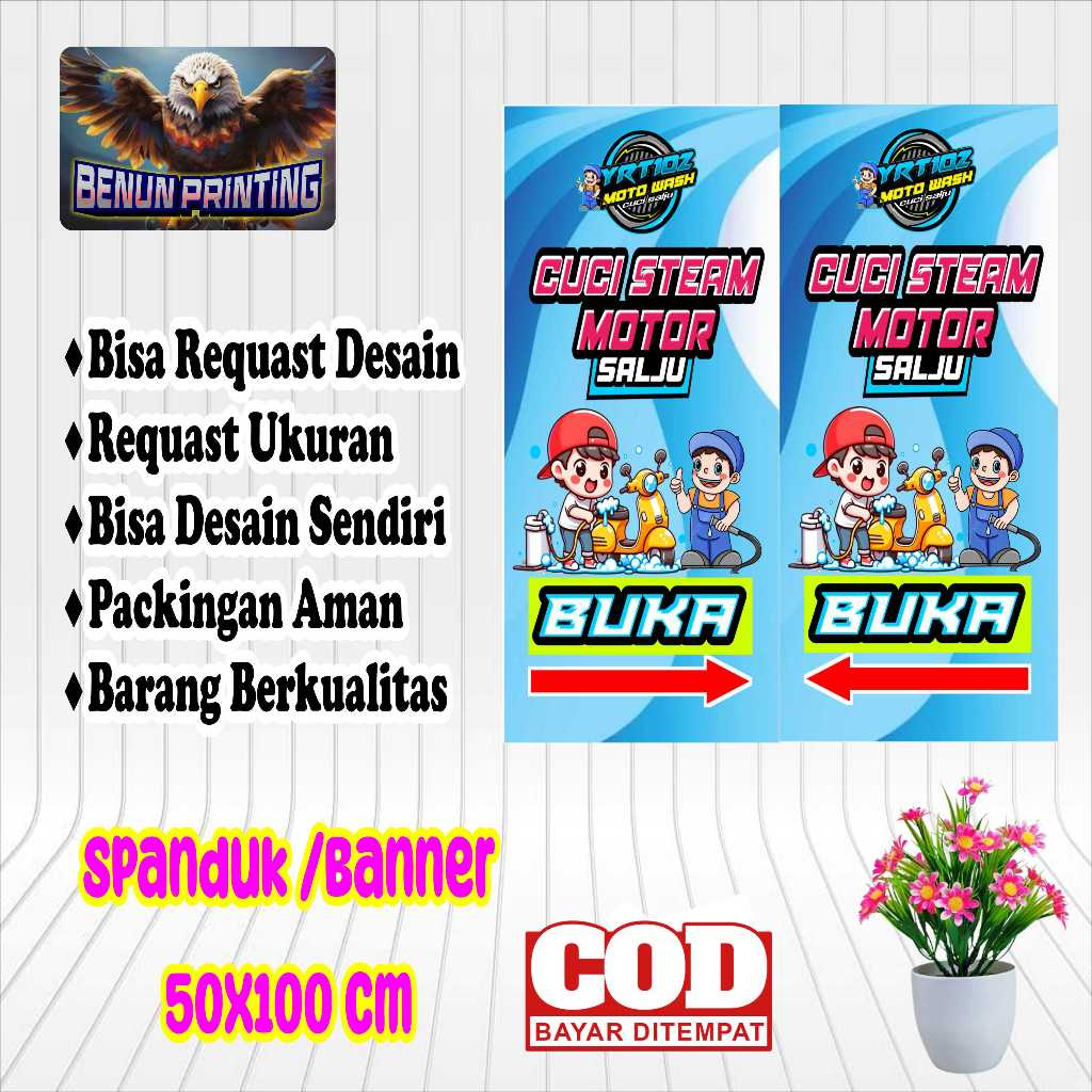 SPANDUK PLANG CUCI MOTOR SALJU FREE DESAIN