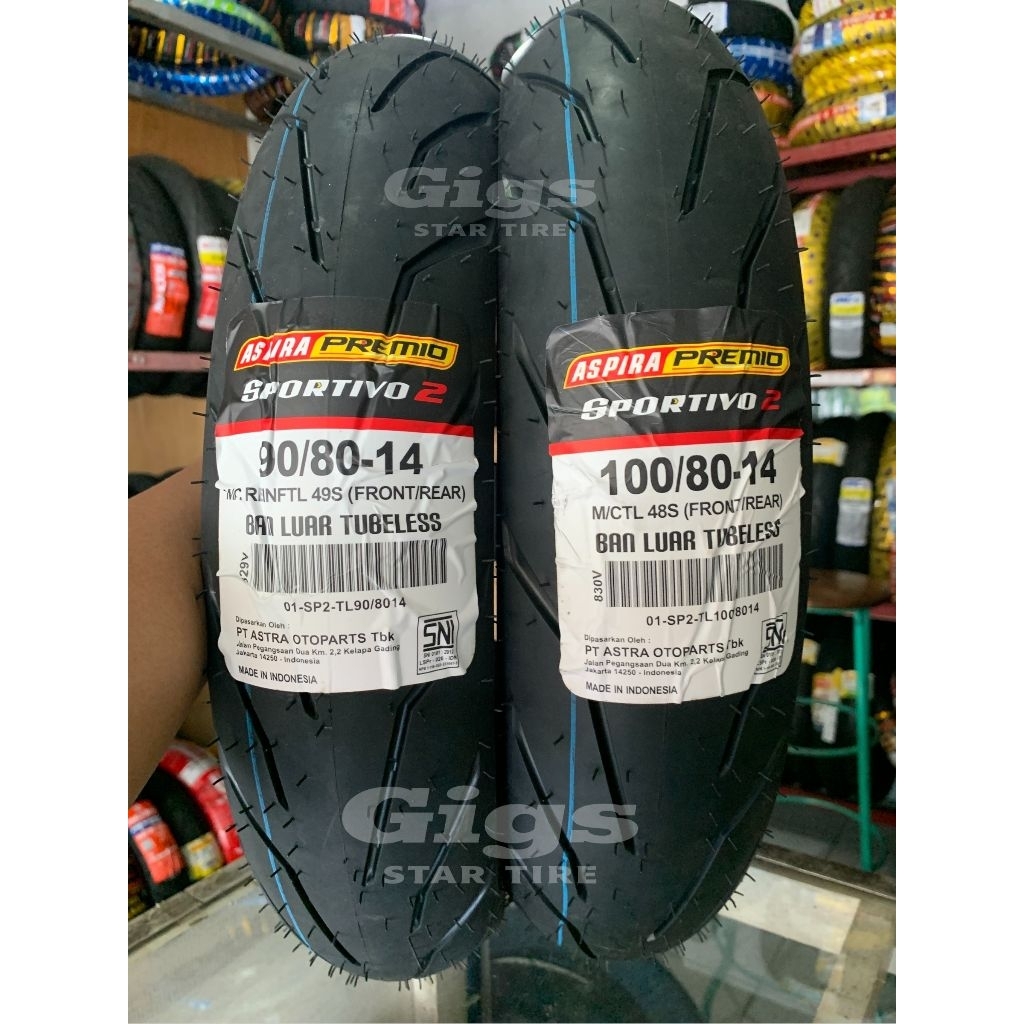 ASPIRA PREMIO SPORTIVO-2 UKURAN 100/80, 90/80 RING 14