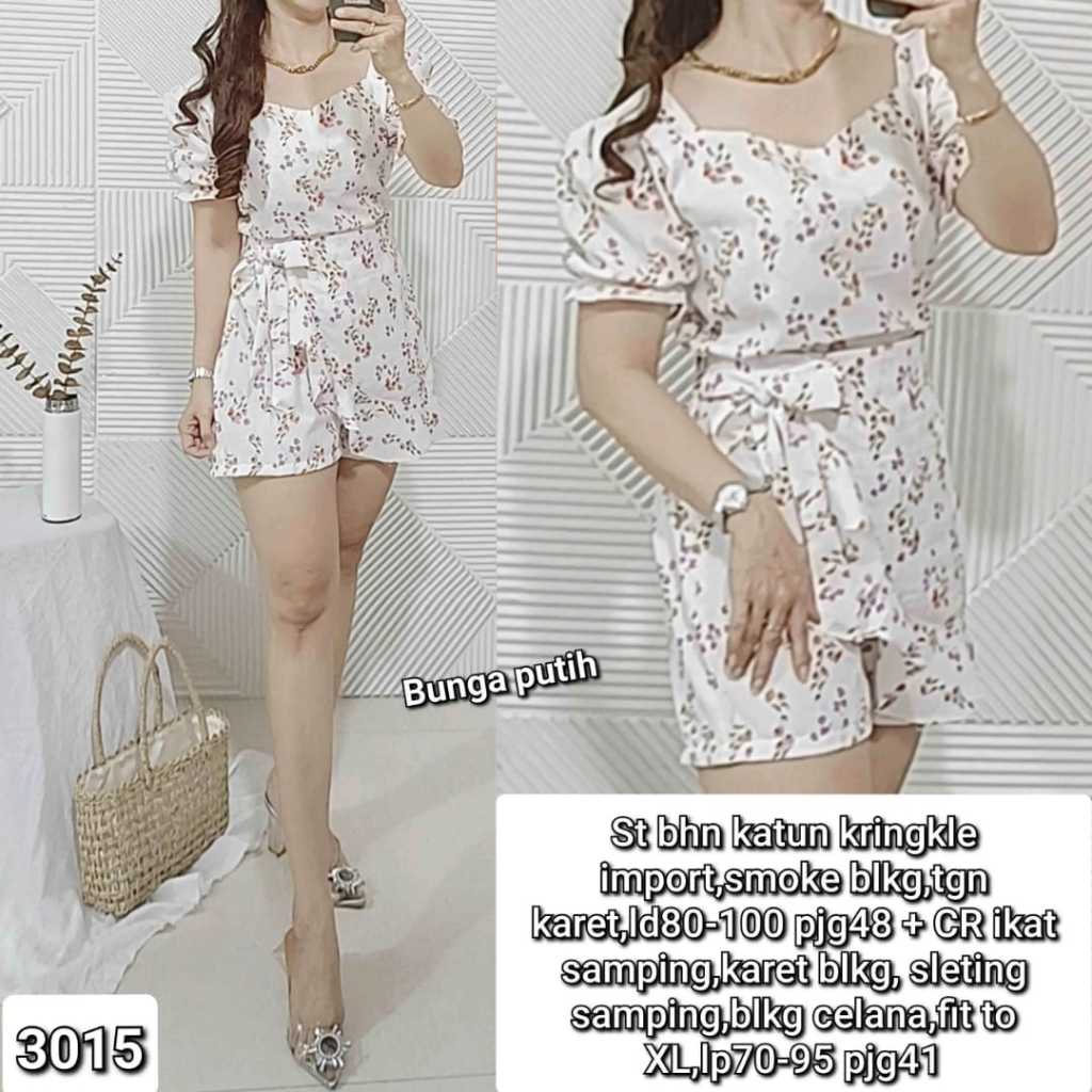 3015 stelan celana rok rumbai ikat samping katun kringkle import
