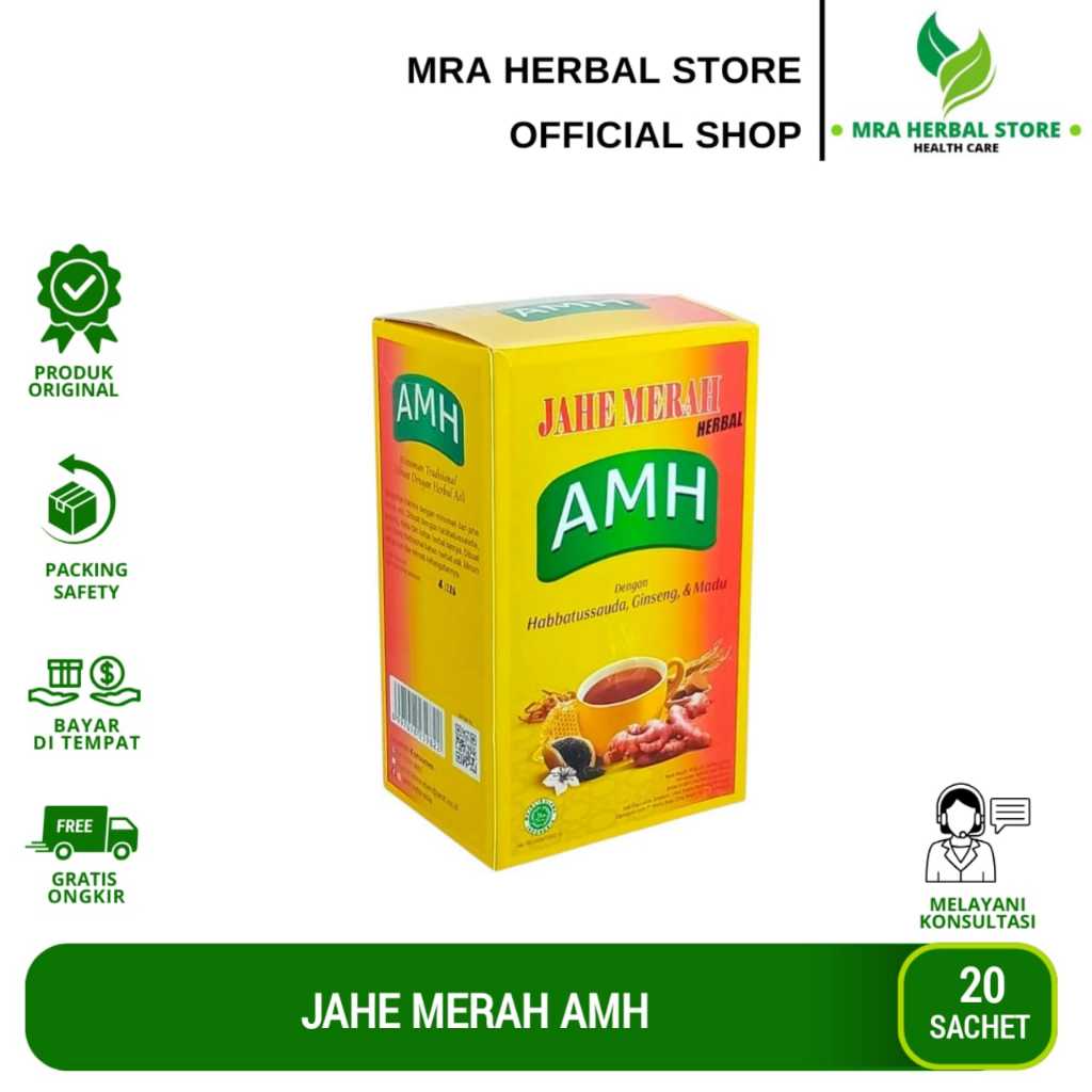 

Jahe Merah AMH Per Box Isi 20 Sachet | Jahe Merah Herbal Plus Habbattusauda Ginseng & Madu Original