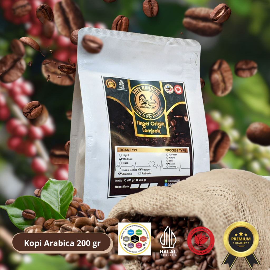 

BALE COFFEE SEMBAHULUN Kopi Arabica 200 gr Sembalun Lombok Halal Premium Quality Single Origin Lombok