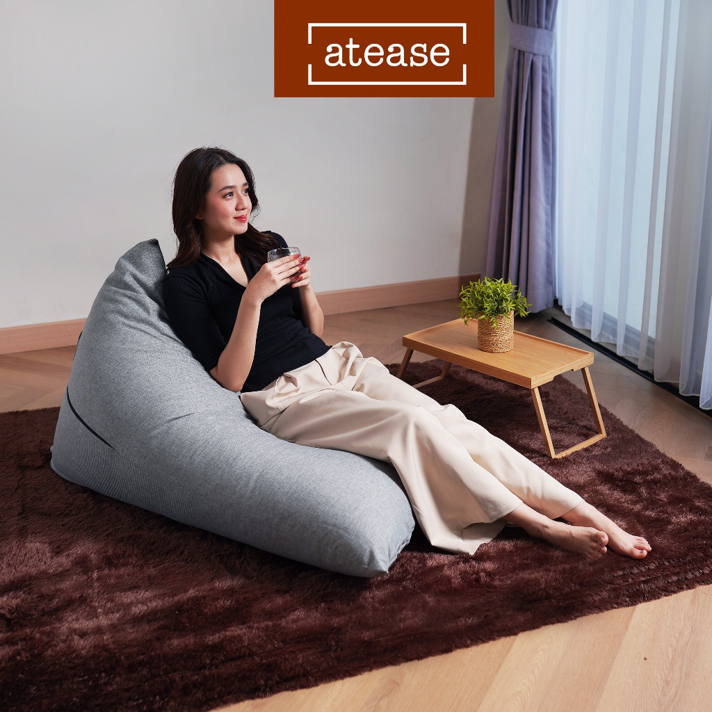 hiyori atease Bean Bag Triangle XL – Sofa Bean Bag Busa Aesthetic Lesehan Bean Bag Anti Kempes