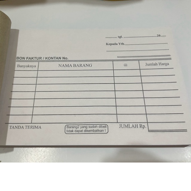 

Bon Faktur 1/4 Folio isi 50 set NCR R3 + porporasi