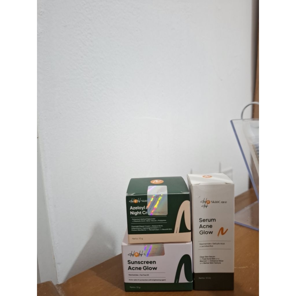 HnH SkinCare Azeloyl Night Cream + Sunscreen Acne Glow + Acne Glow Serum