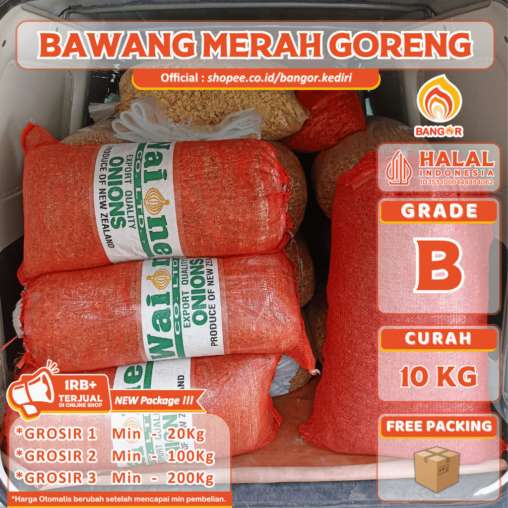 

MERAH-B [ CURAH / 10 Kg ] Bawang Merah Goreng / Brambang Goreng, Grade B, Curah