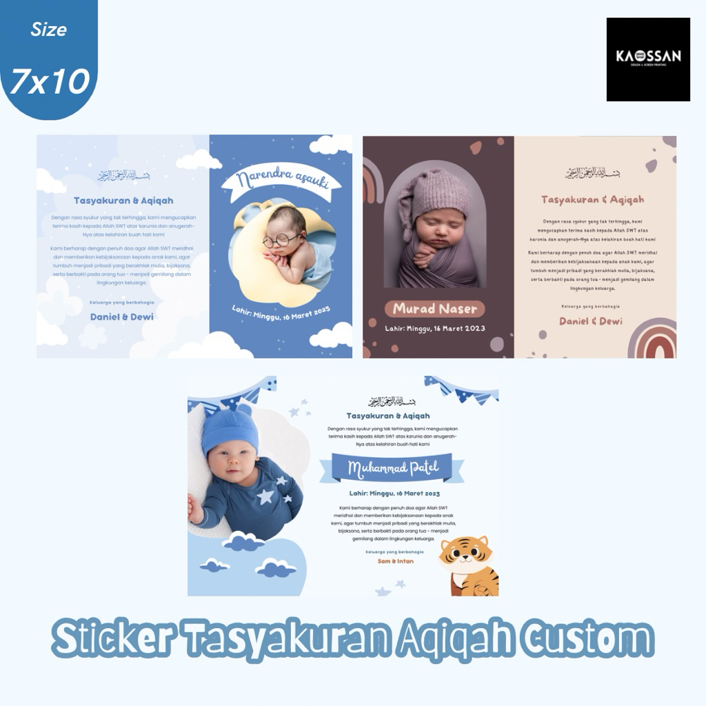 

Sticker Tasyakuran Lahiran, Aqiqah, Ulang Tahun Custom Nama dan foto