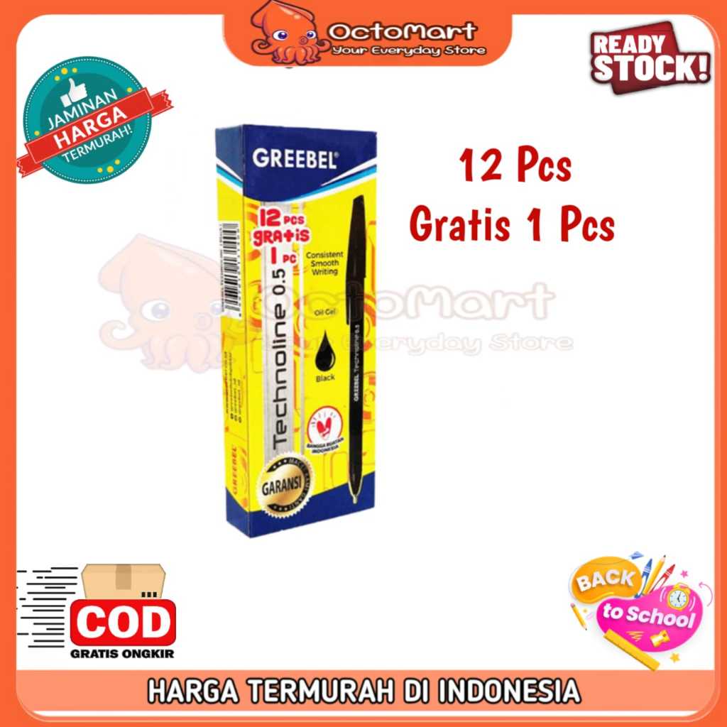 

[13pcs] Pen / Pulpen / Bolpoin Murah Greebel Technoline 0.5 mm