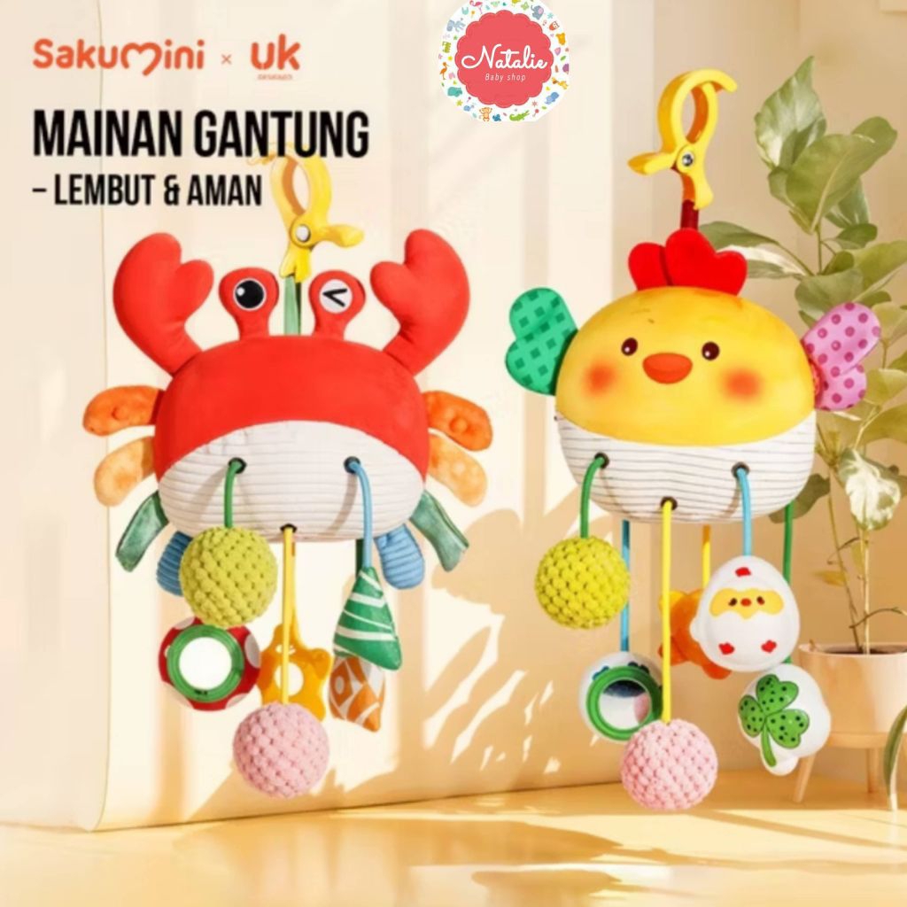 SAKUMINI 8IN1 Hanging Toys Teether Drawstring Pull | Mainan Gantung Sensori Motorik