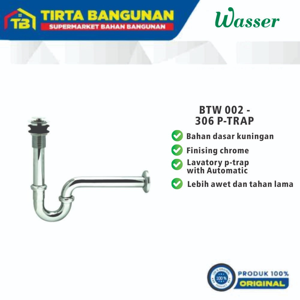 WASSER BTW 002 - 306 P-TRAP / SIFON WASTAFEL / AFUR WASTAFEL