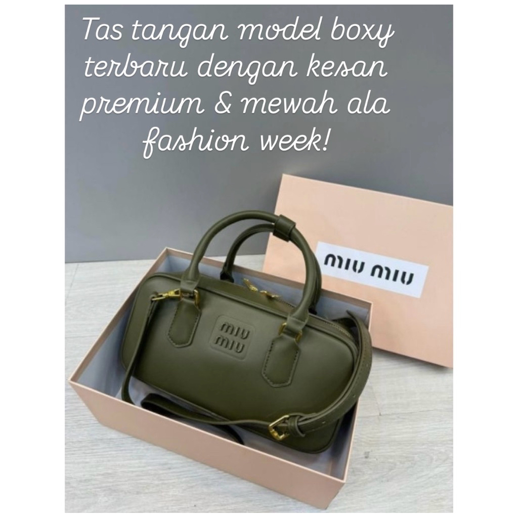 TAS MIU BOWLING MINI BAG / SELEMPANG BRANDED LOOK ELEGAN IMPORT PREMIUM KULIT ASLI FREE BOX