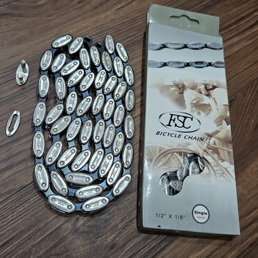 OK Rantai Sepeda Oval FSC Model NX10 110L Single Speed Two Tone Silver-Hitam SYR9