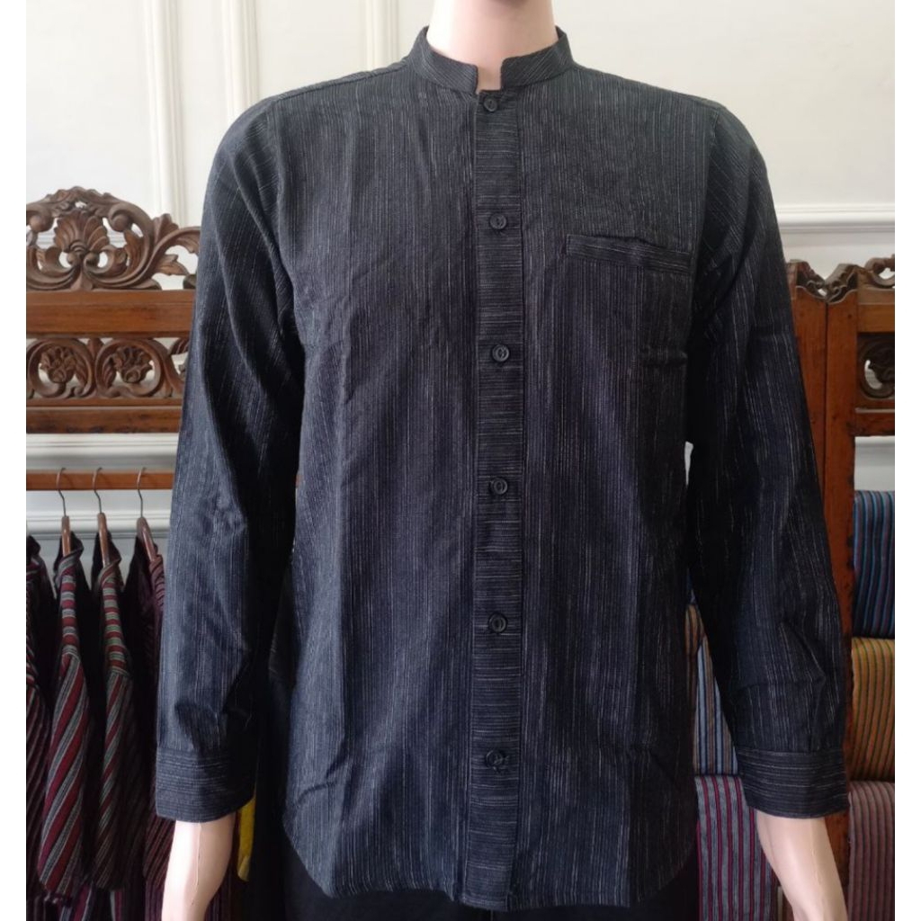 Baju Lurik ATBM Pria Tenun Seragam Hitam Hem Lembut Dewasa -, Keren, Tebal