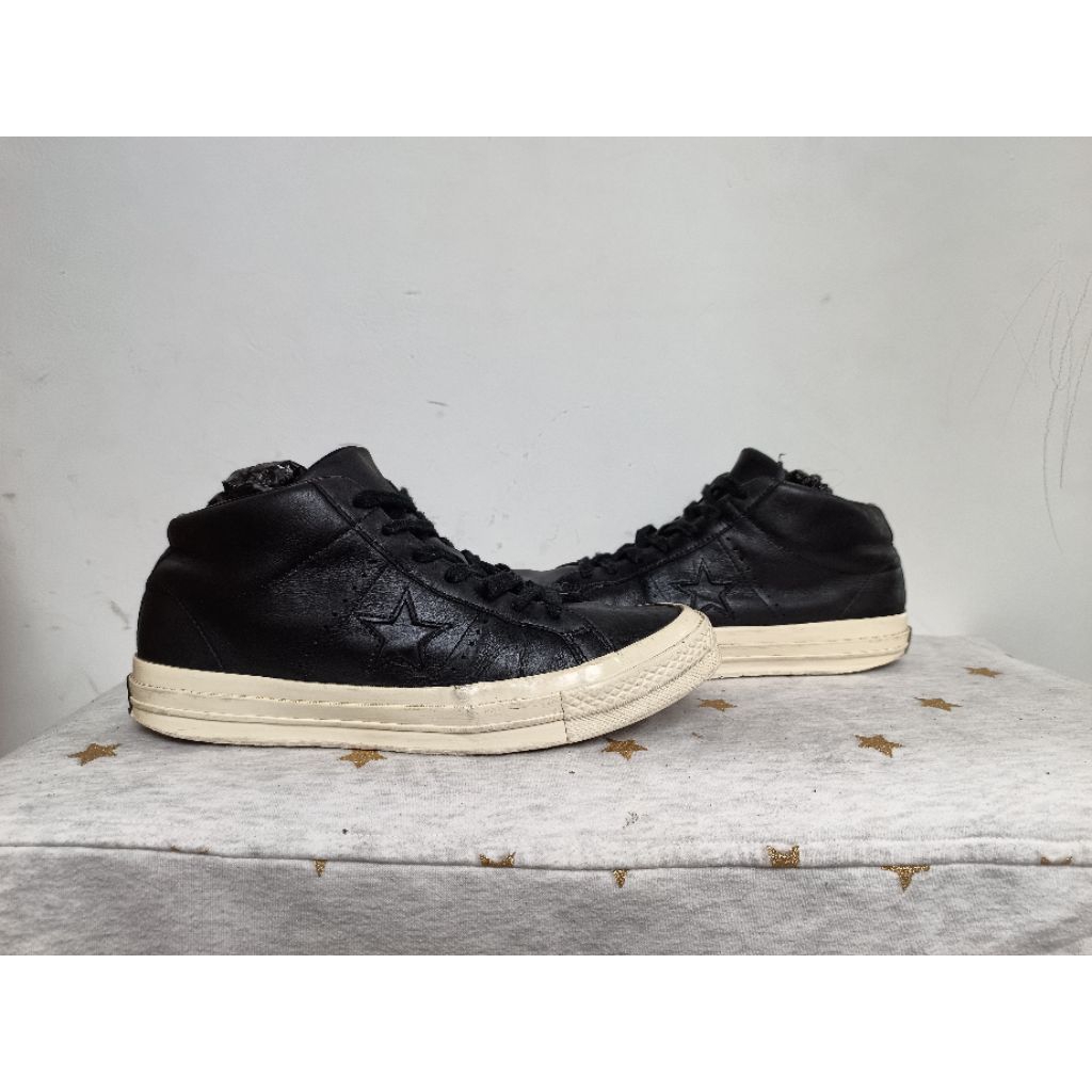 converse one star black leather
