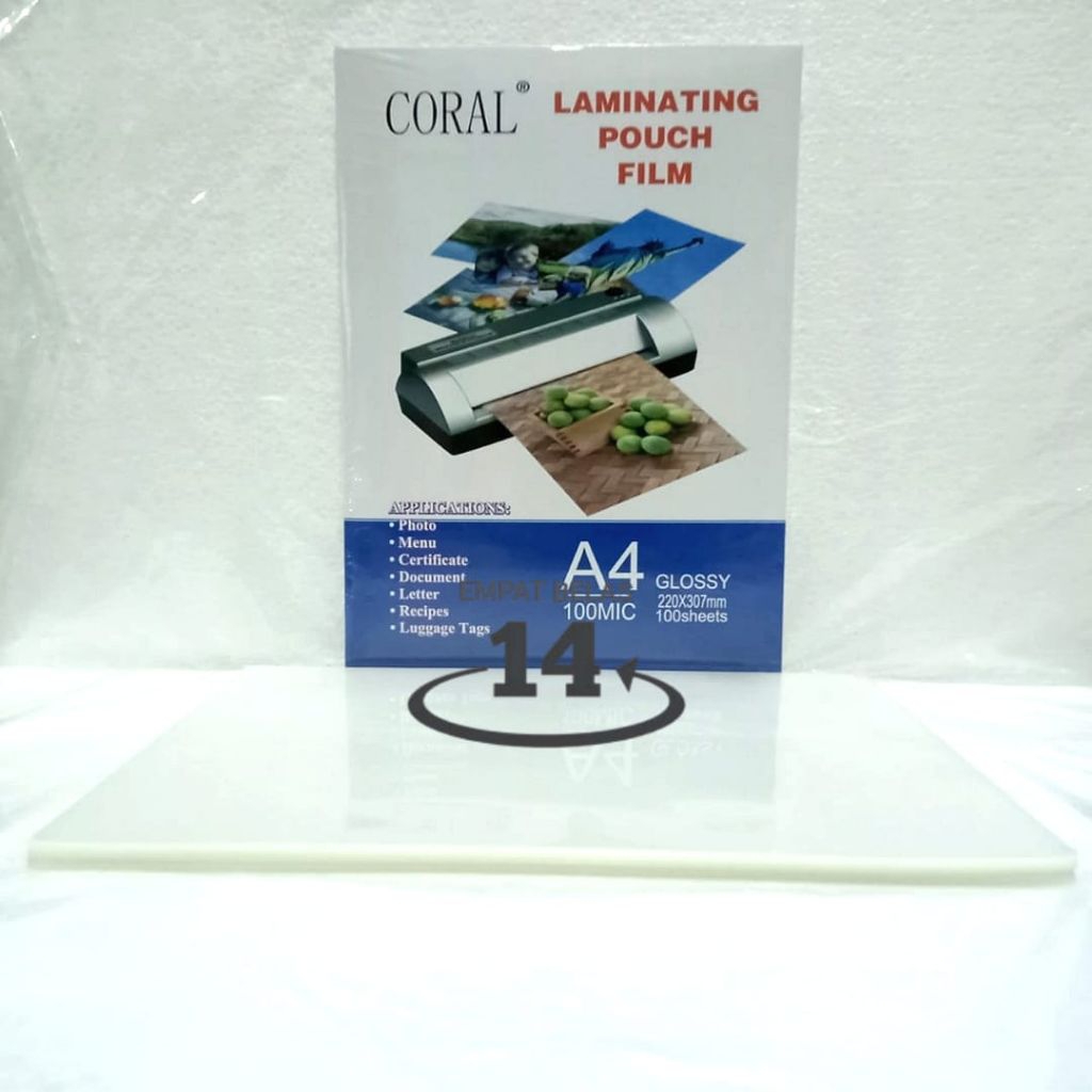 

50 Lembar Plastik Laminating A4 Coral 100 Micron