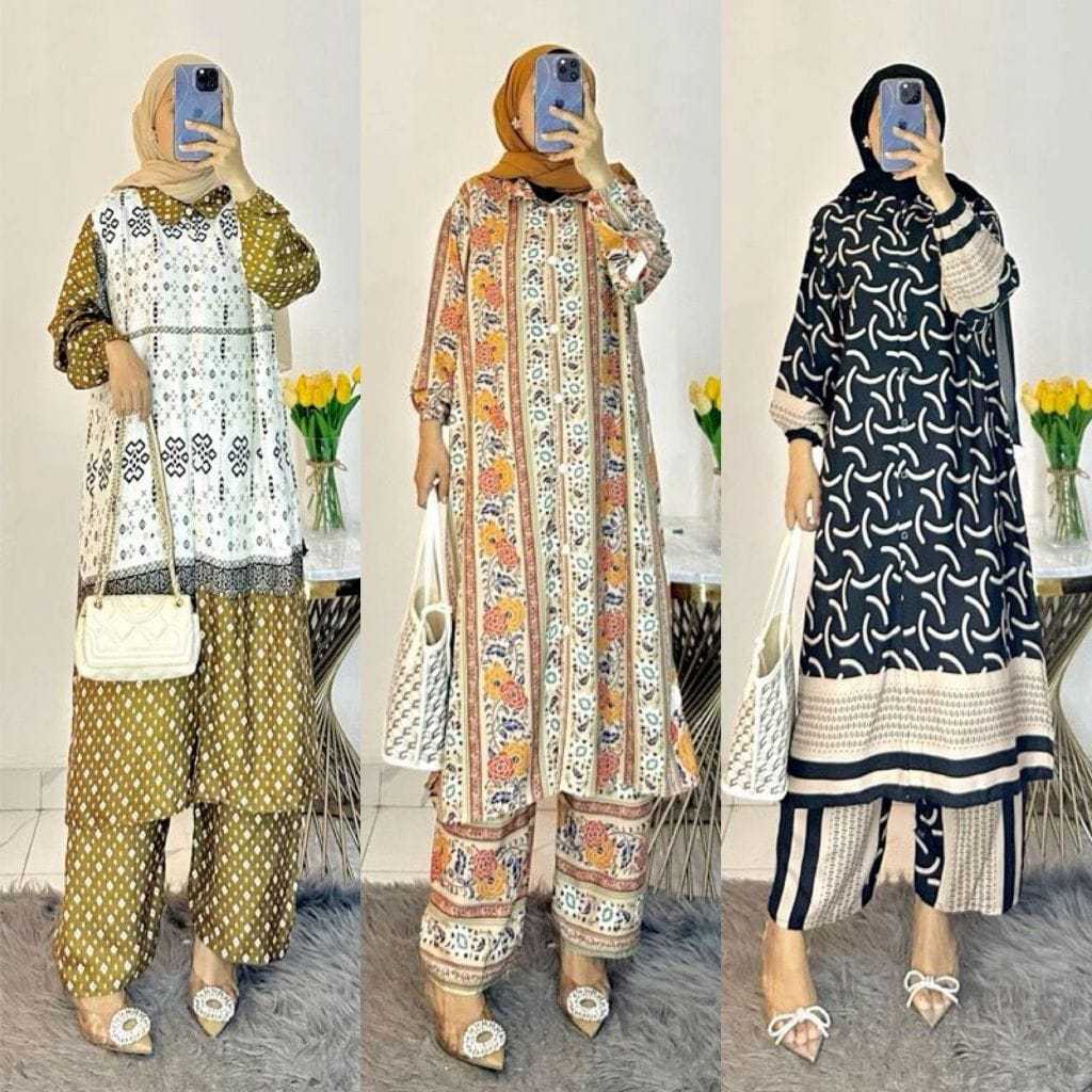 SET LONG TUNIK RAYON LD 110CM | SETELAN TUNIK RAYON | ONE SET LONG TUNIK RAYON | SETELAN RAYON | ONE