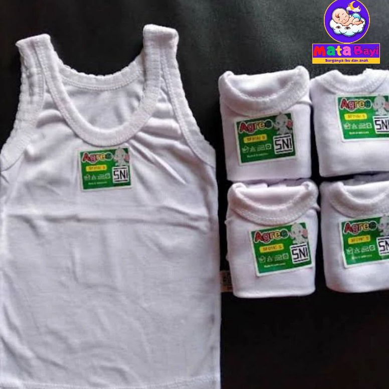 KODE G88W 6PCS SINGLET ANAK AGREE PUTIH kaos dalaman anak murah