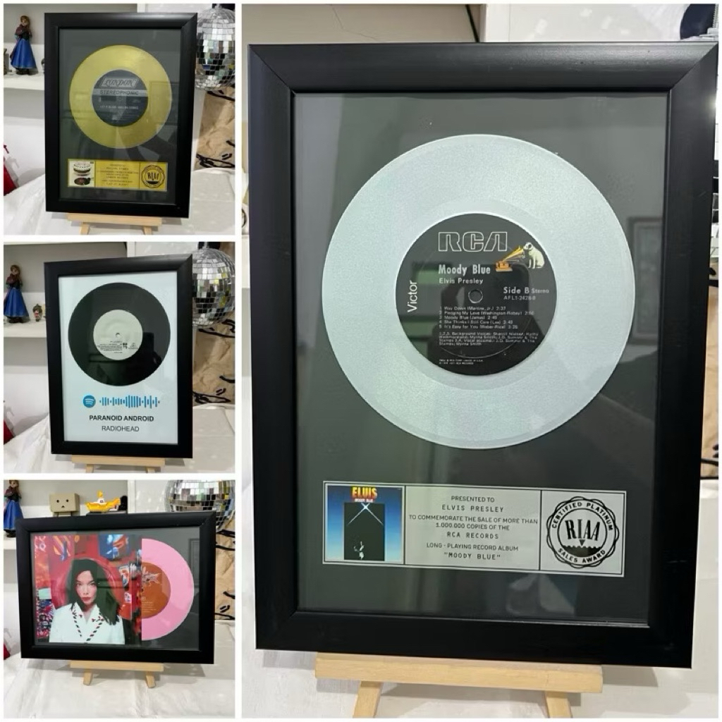 Custom Pigura Piringan Hitam Vinyl Award Frame Figur Figora