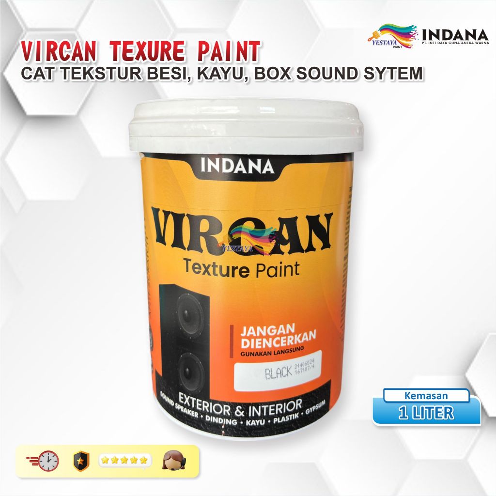 VIRCAN TEXTURE PAINT CAT TEKSTUR BESI KAYU DINDING TEMBOK BOX SOUND SEMUA WARNA 1LITER