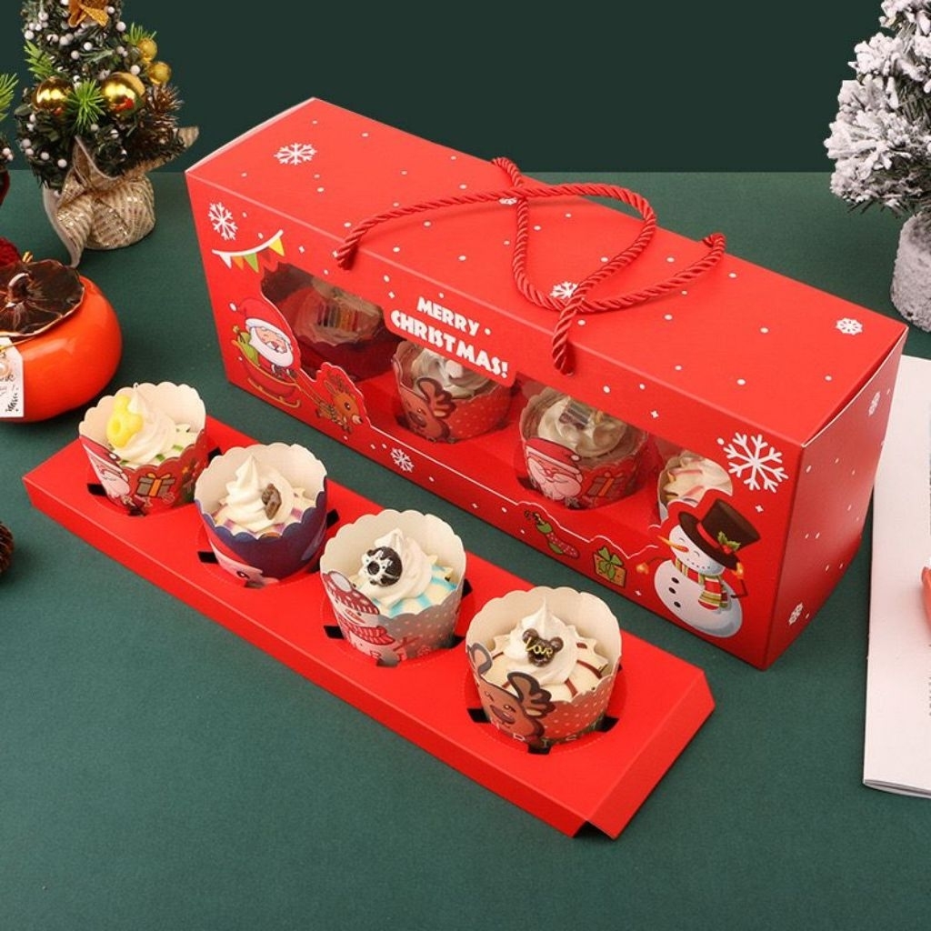 

Box 3 Dan 4 Cupcake Merry Christmas Red And Green Premium Import Box Cupcake
