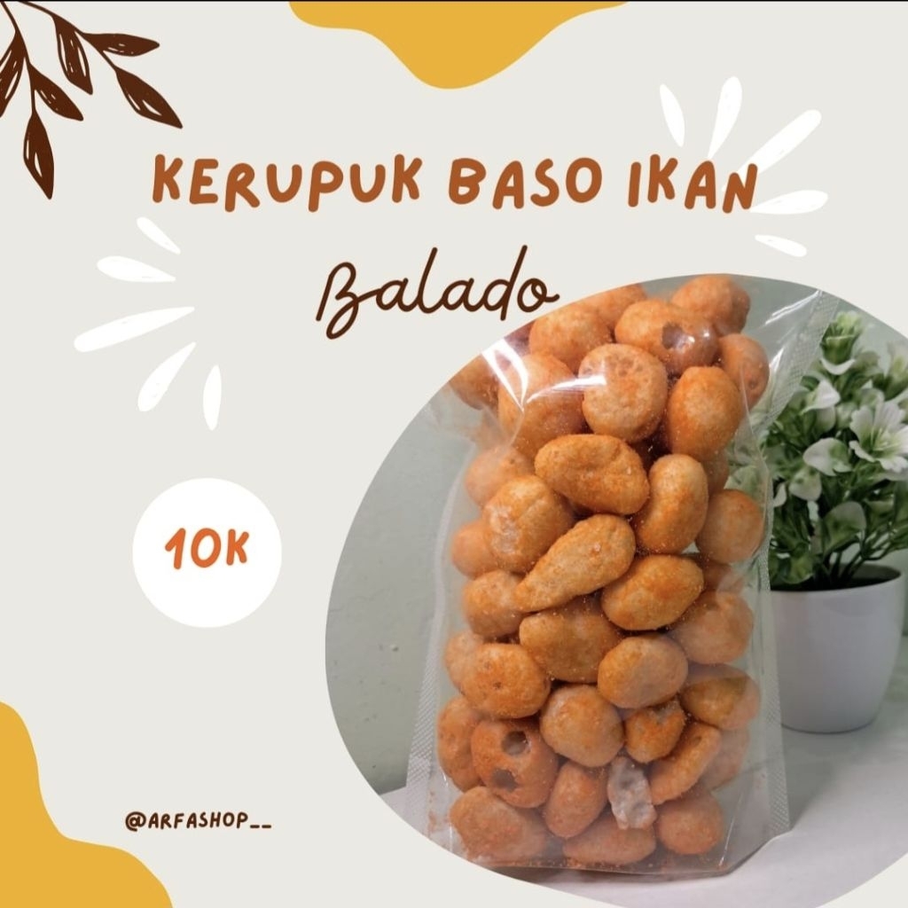 

kerupuk baso ikan rasa BALADO ukuran 150