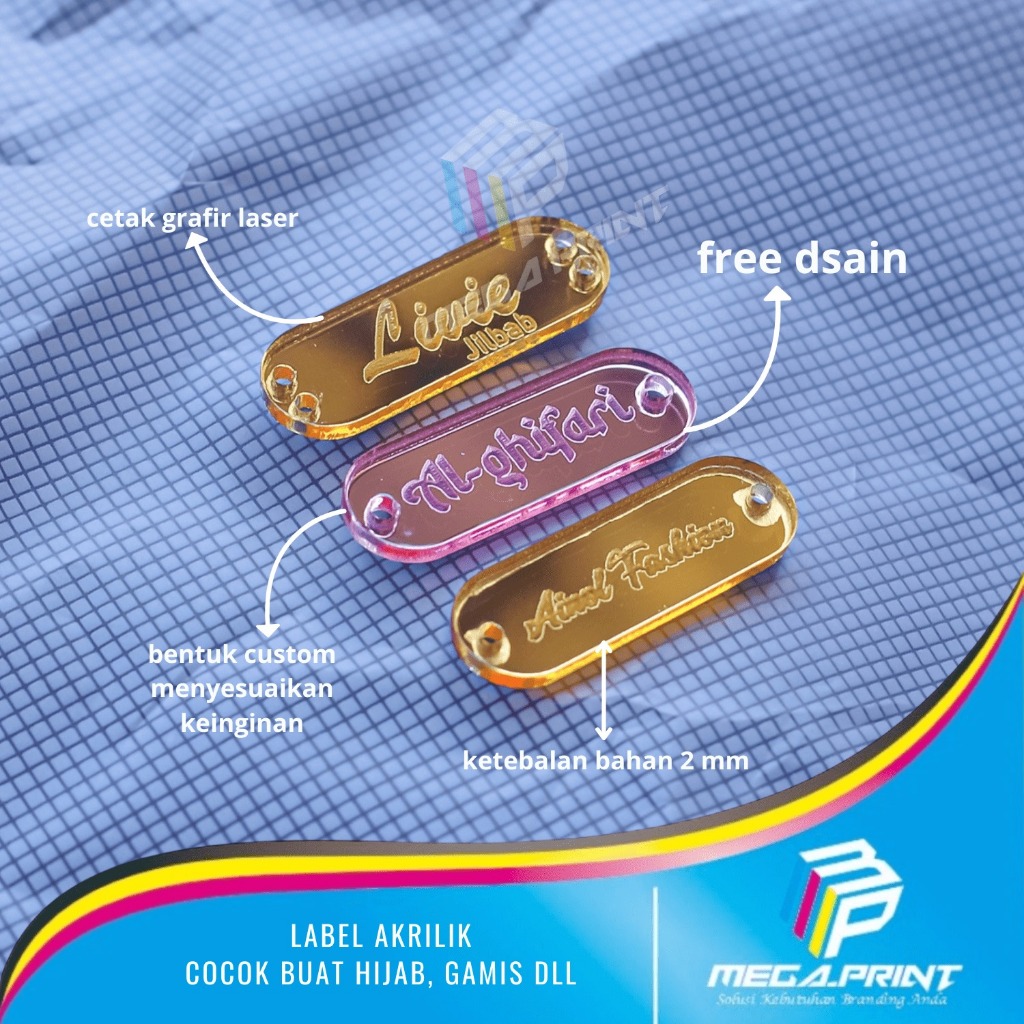 

Label Hijab Custom Label Hijab Akrilik Label Akrilik Custom Label Gamis Custom Free Design !!!