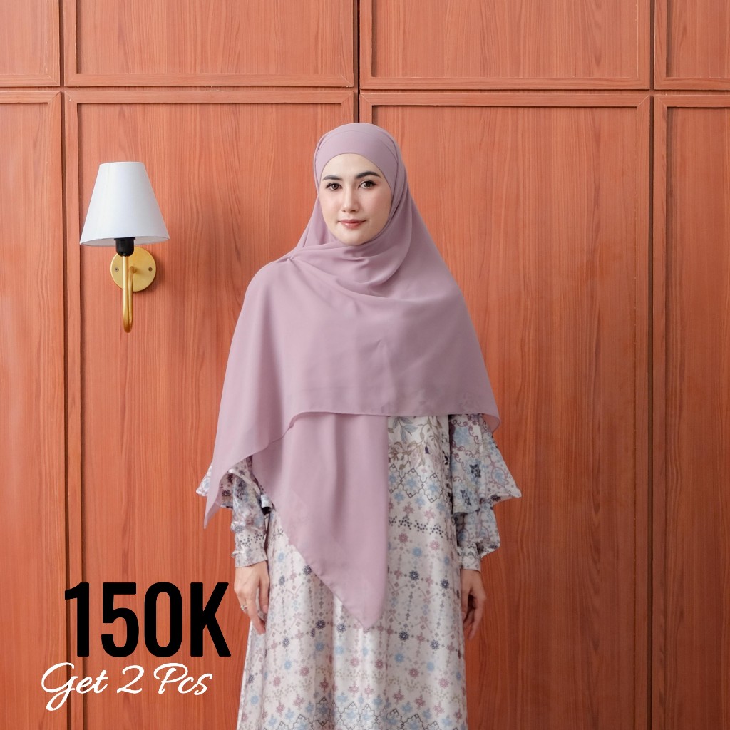 [READYYY] Zahwa Official - Kirana French Square Hijab Instan Tali Bandana Ceruty Baby Doll Premium