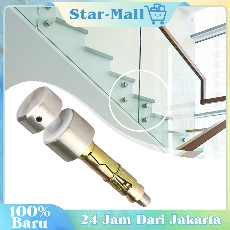 304 Paku Kaca Pegangan Tangga Konektor / Penjepit Kaca / Kaca Ke Tembok Pin Padat