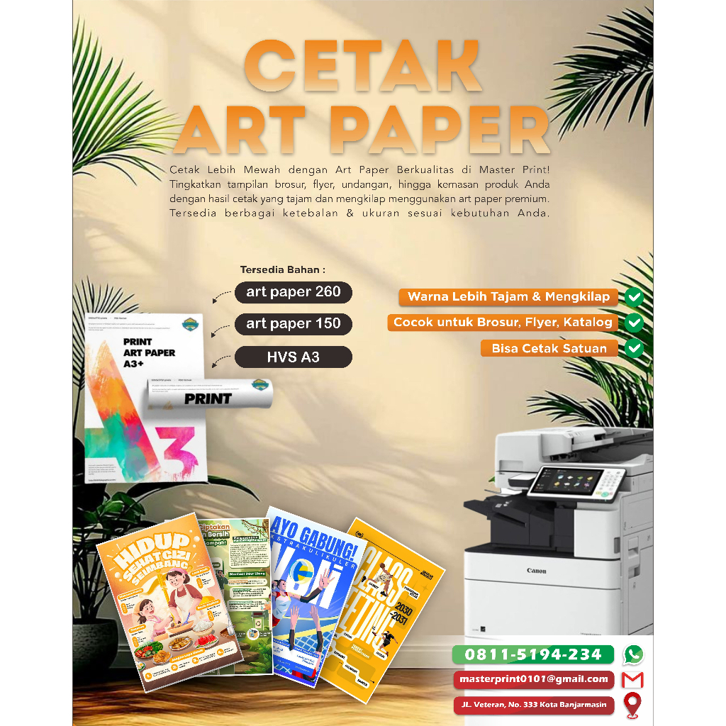 

Cetak Art Paper A3 + 260gsm 150gsm
