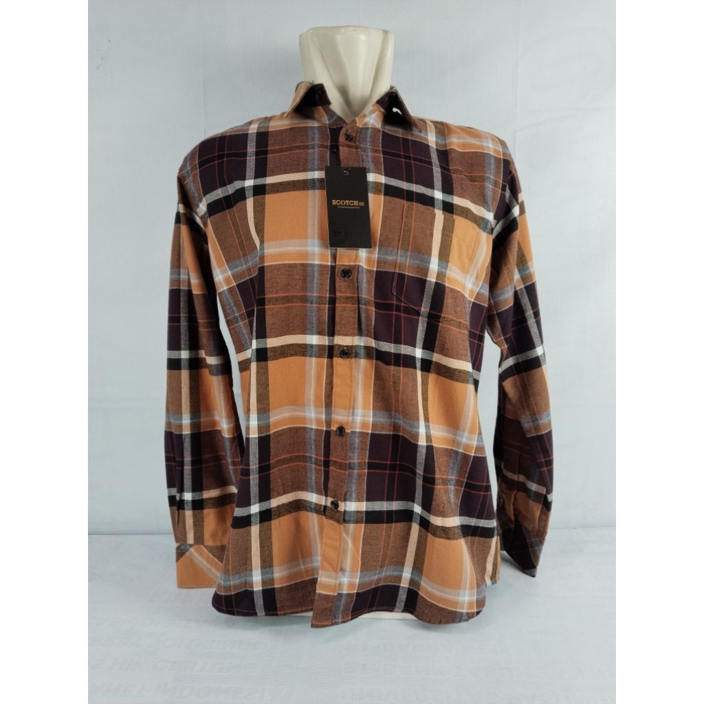 KEMEJA PIRIA DEWASA SCOTCH&CO / KEMEJA KATUN BRANDED KOTAK KOTAK