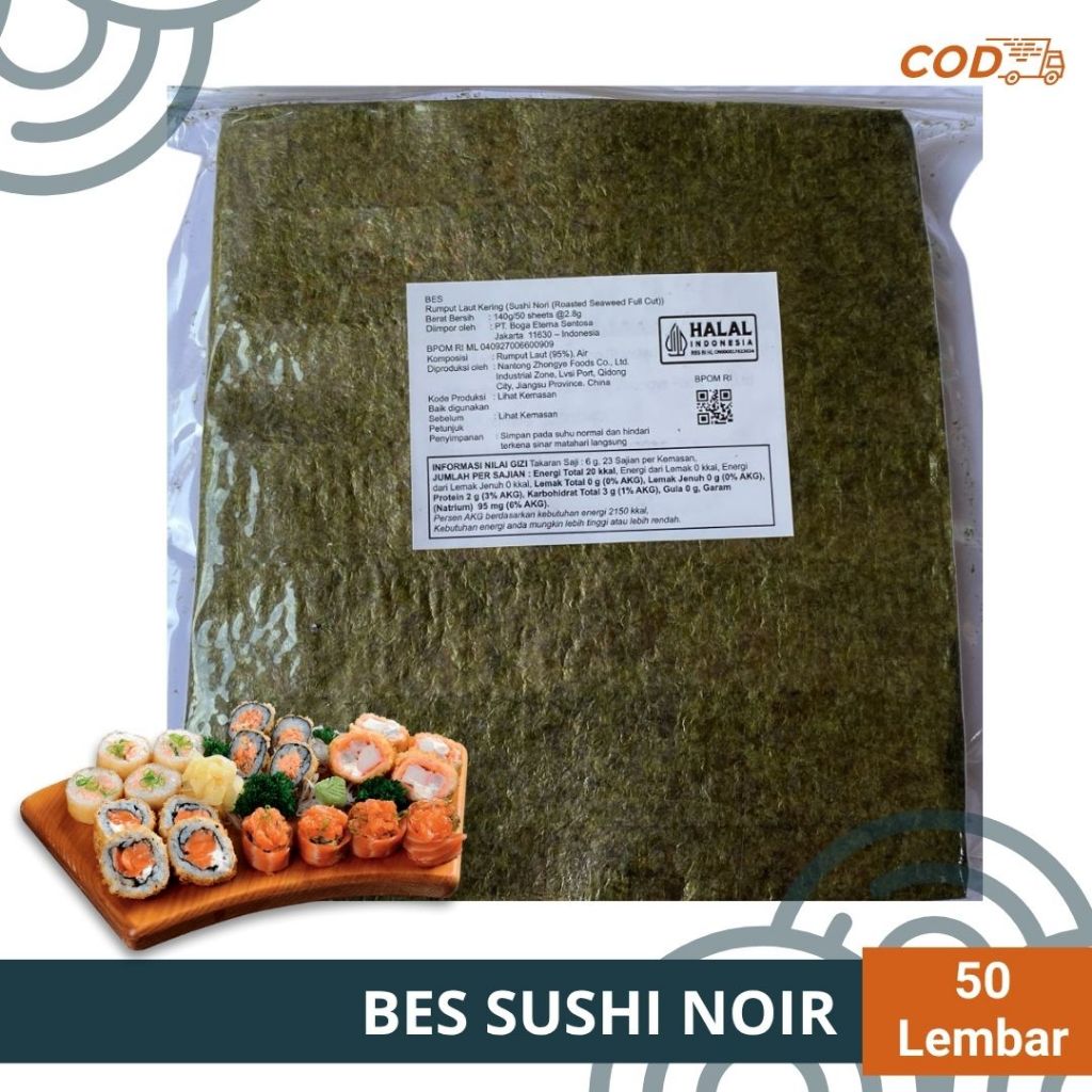 

Bes Sushi Nori 50 Lembar - Bes Rumput Laut 1 Pack (50s) - Bes Seaweed - Nori Sushi Halal