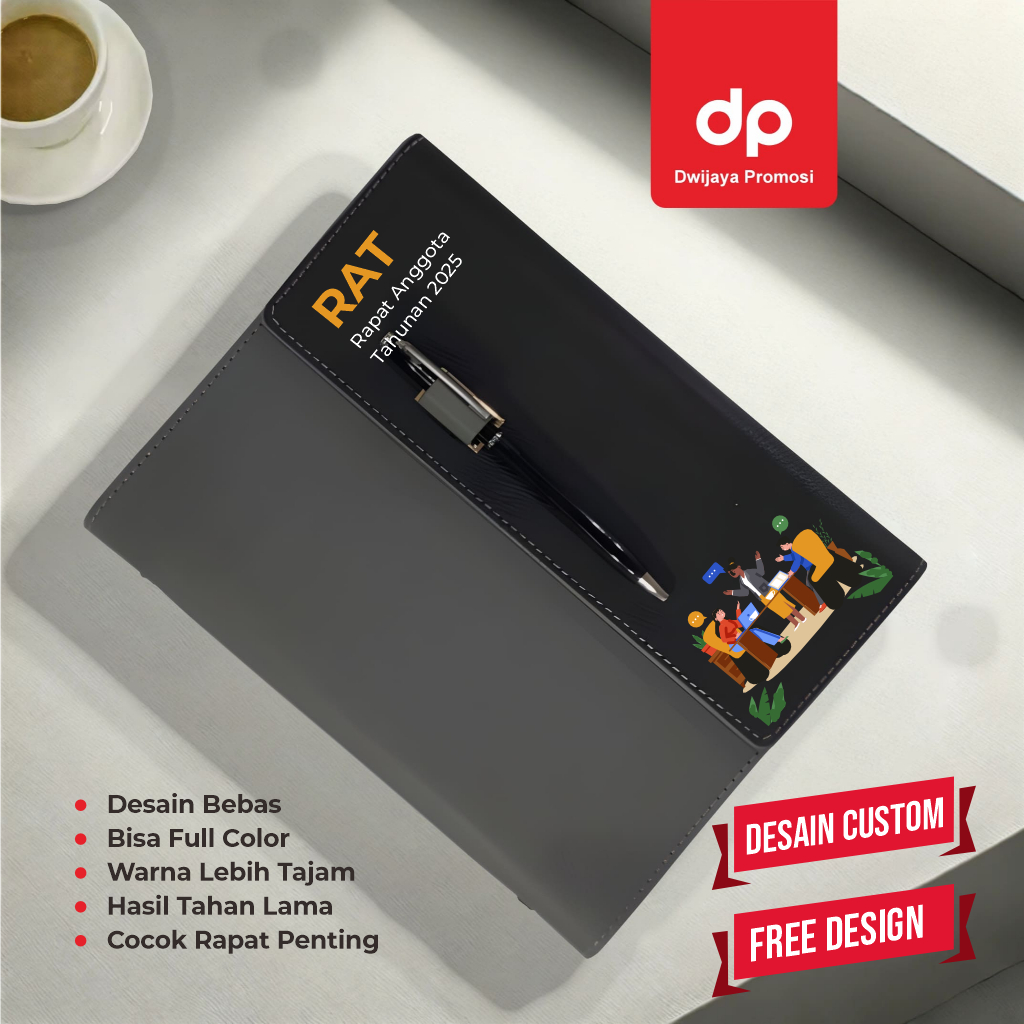 

Agenda Leather Notebook Exclusive A5 buku catatan + pulpen metal Custom Printing UV / Laser