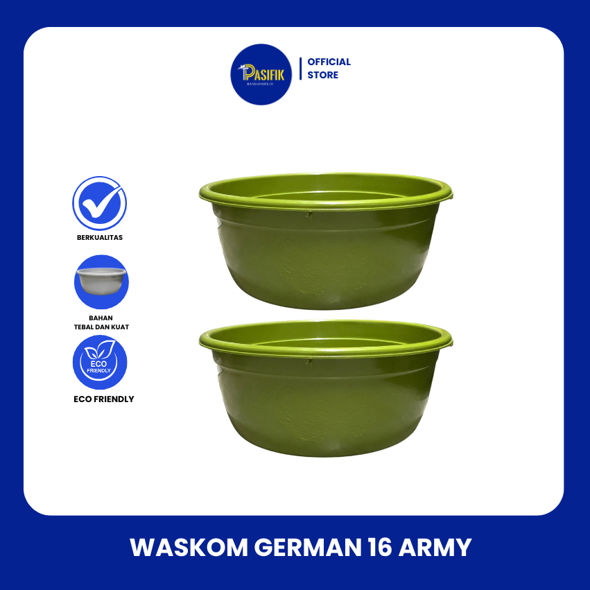 WASKOM PANDA GERMAN 16 ARMY / BASKOM PLASTIK GERMAN / TEBAL DAN KUAT