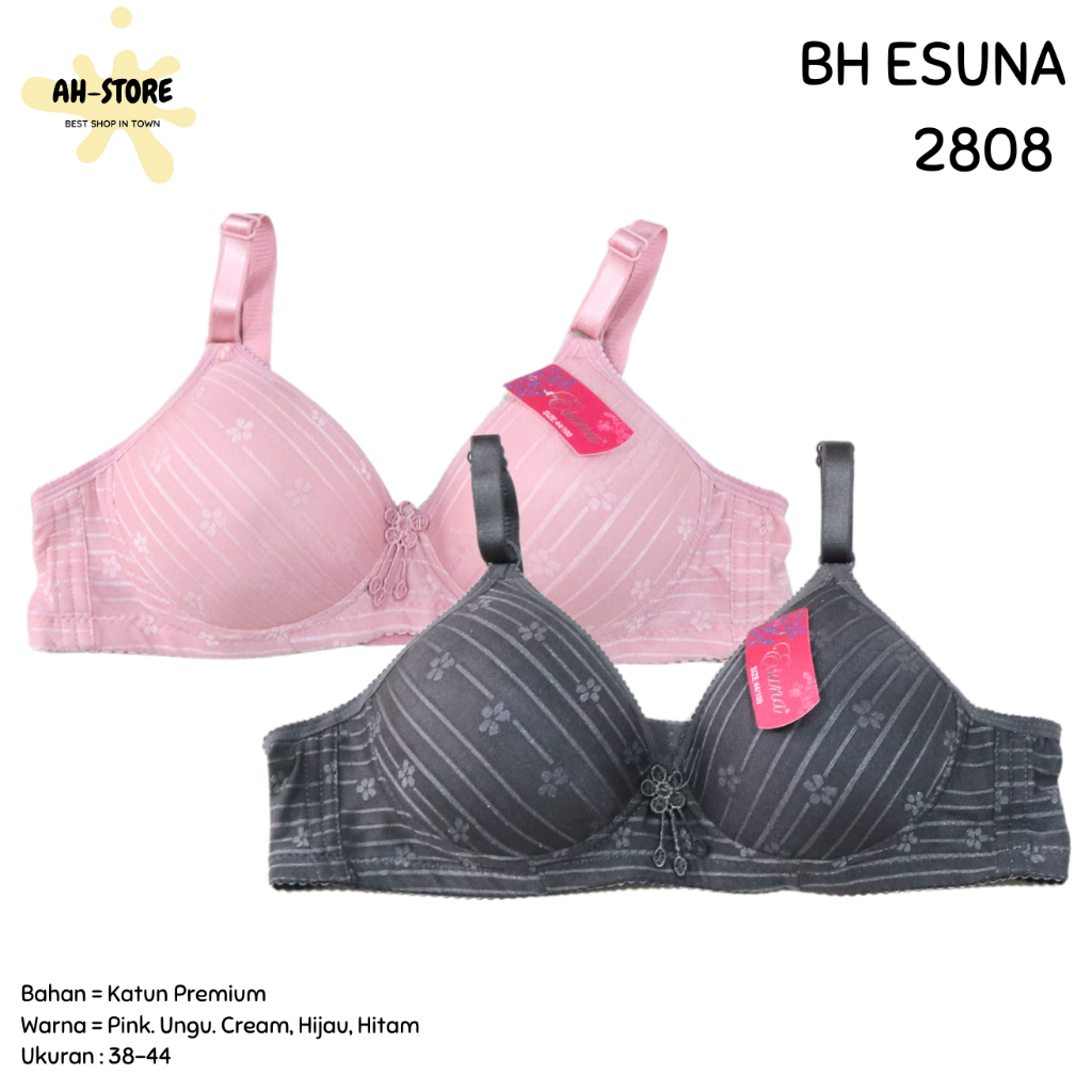 BH Esuna 2808 Tanpa Kawat ukuran 38-44 Motif Salur / Pakaian Dalam Wanita