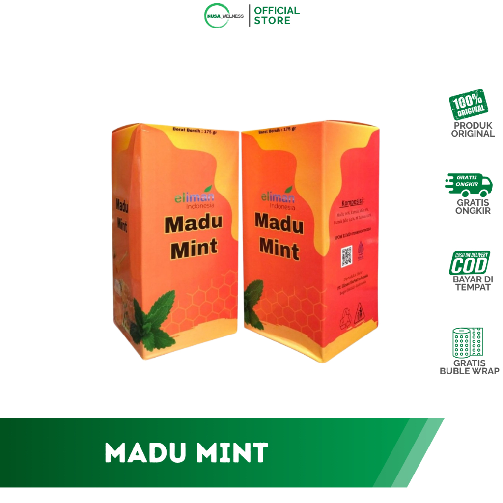 

MADU BATUK ELIMAN (kemasan baru ganti madu mint) 165 gram madu mint original untuk flu dan batuk