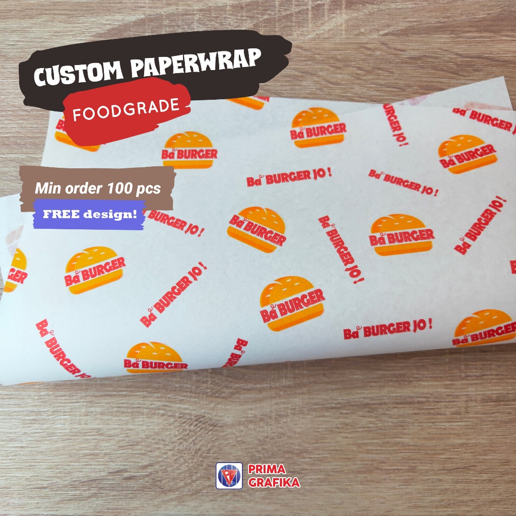 

[Min 100 pcs] CUSTOM Kertas Roti Foodgrade - Paperwrap / Kertas Bungkus / Kertas Tissue