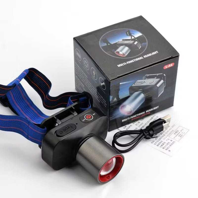 {OTU}  SENTER KEPALA / SENTER KEPALA LED ZOOM 60 WATT CAHAYA SUPER TERANG ZOOM LASER JARAK JAUH / SE