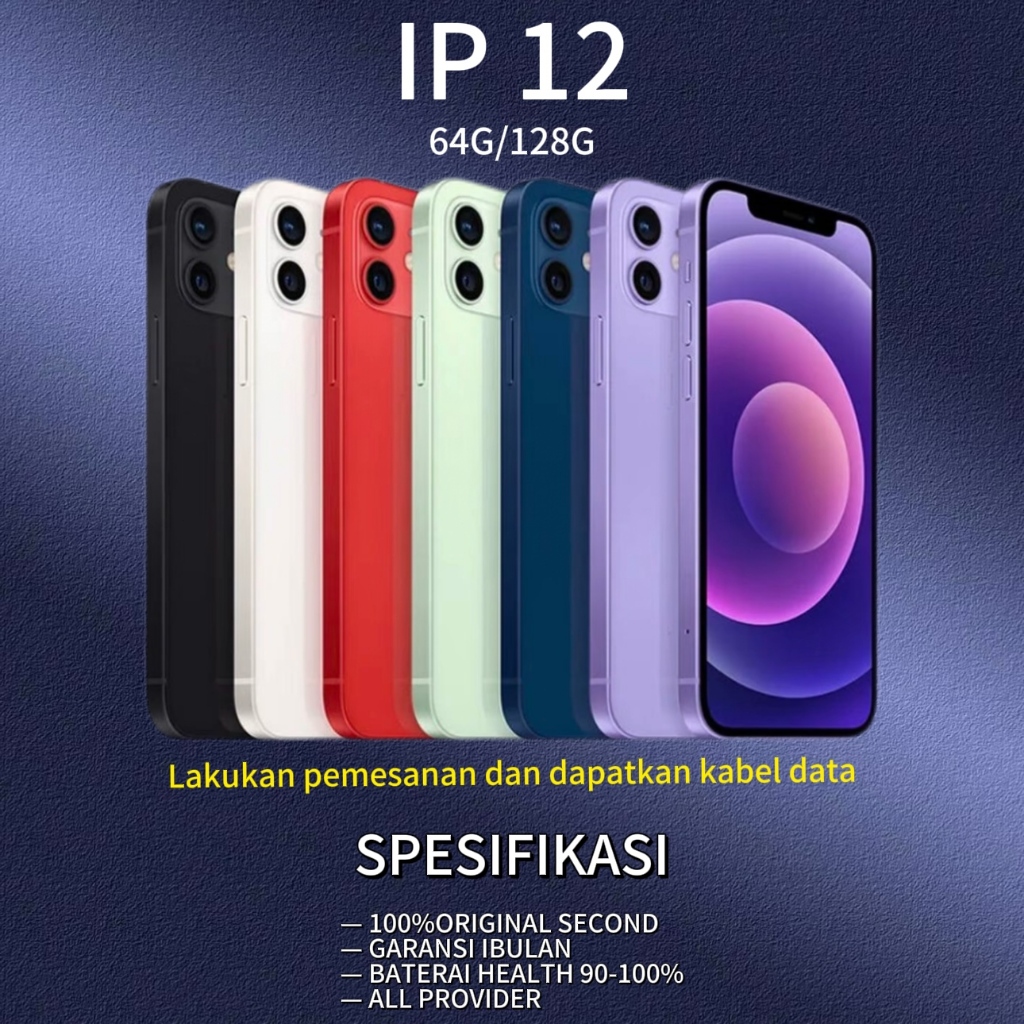 iphone 12 64GB/128GB/256G second-FULLSET BOX original-mulus like new-fungsi normal 100%&Garansi toko
