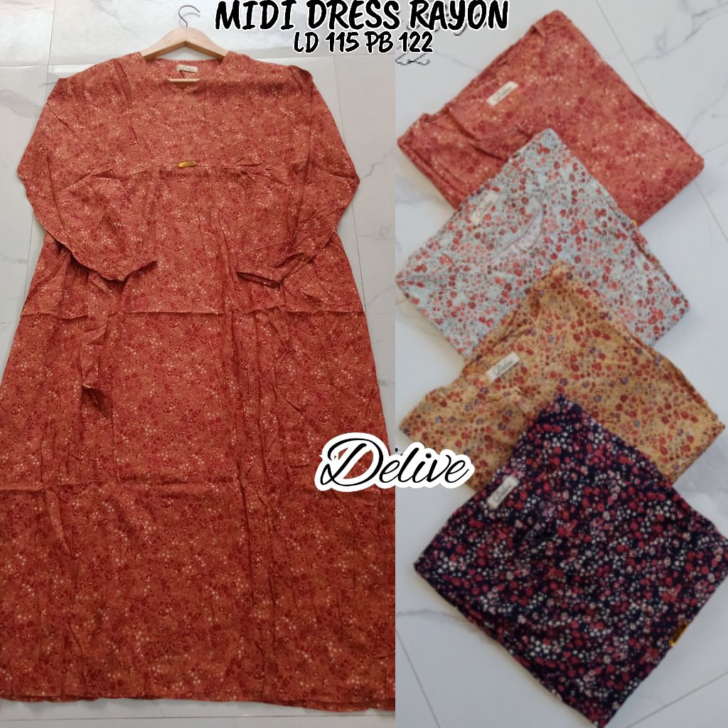 midi dress rayon motif || MIDI dress rayon || homey dress rayon